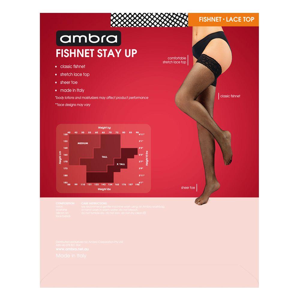 Ambra Fishnet Stay Up - Stockings & Stay-ups Available at Illusions Lingerie