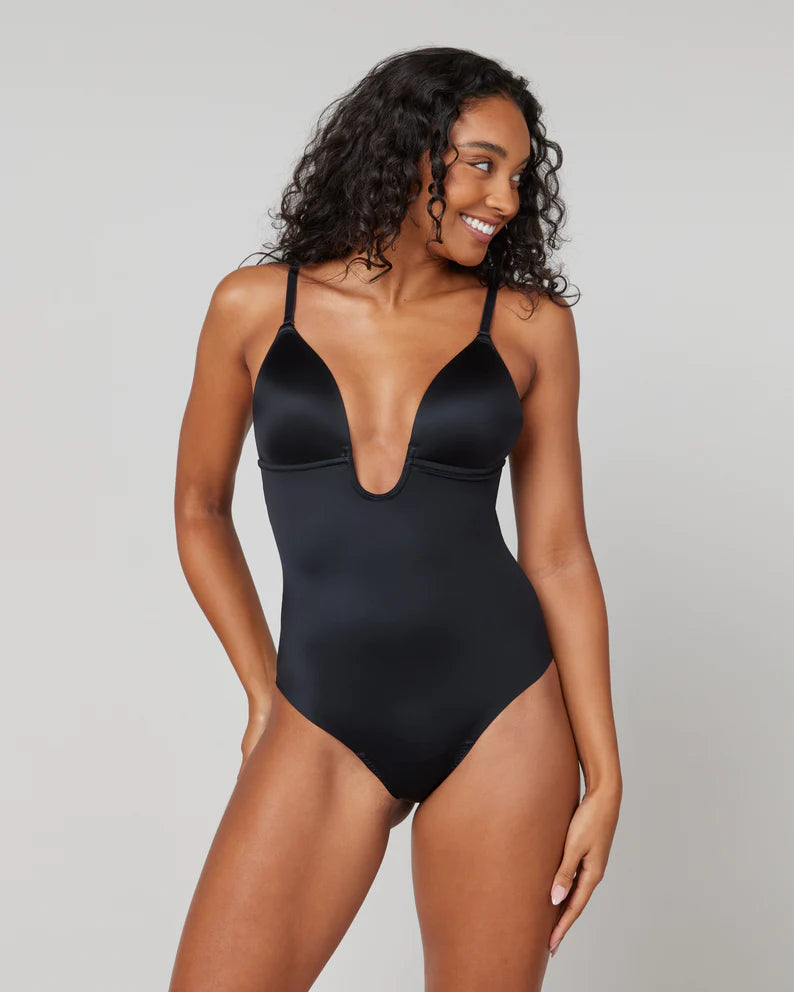 Plunge Low-Back Thong Bodysuit