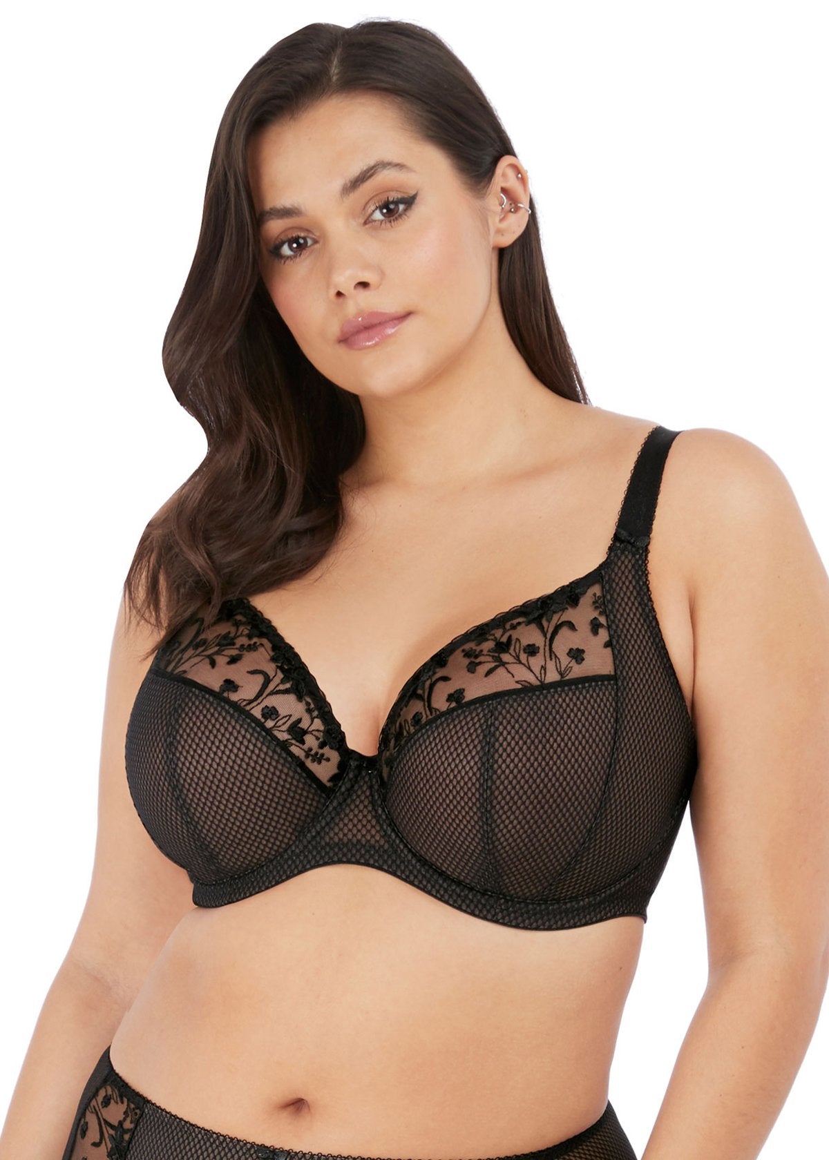 Elomi Charley Plunge EL4380JET - Underwire Bra Jet / 18GG Available at Illusions Lingerie
