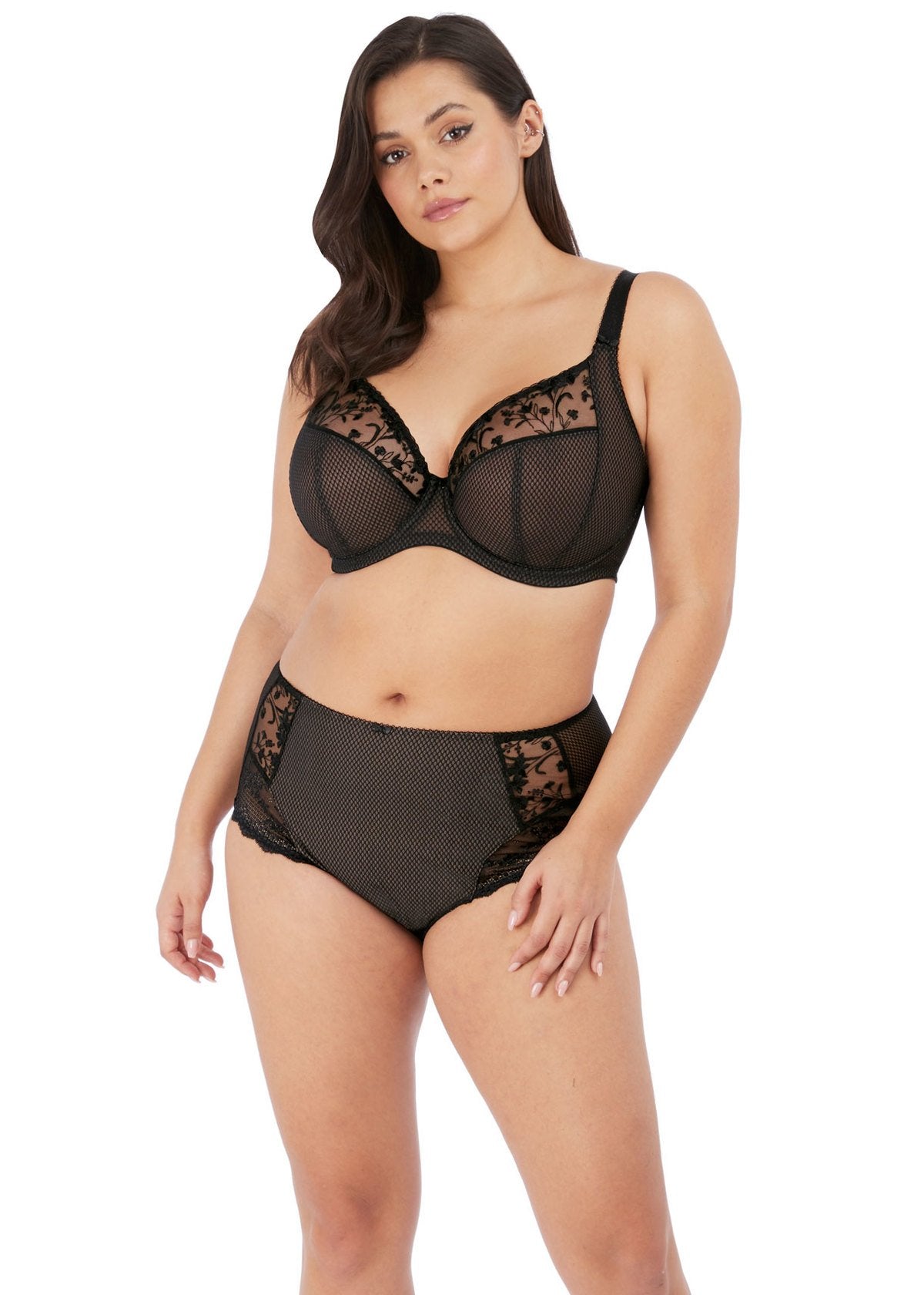 Elomi Charley Plunge EL4380JET - Underwire Bra Jet / 18GG Available at Illusions Lingerie