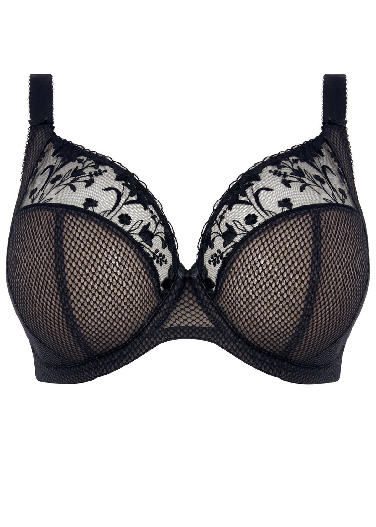 Elomi Charley Plunge EL4380JET - Underwire Bra Jet / 18GG Available at Illusions Lingerie