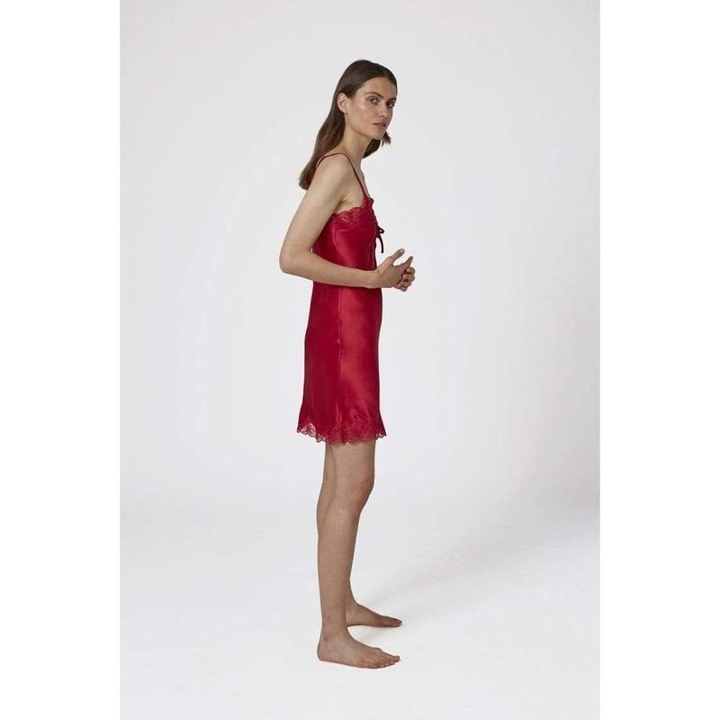 Ginia Silk Sleepwear Silk Chemise With Pintucks and Lace from Illusions Lingerie in Melbourne