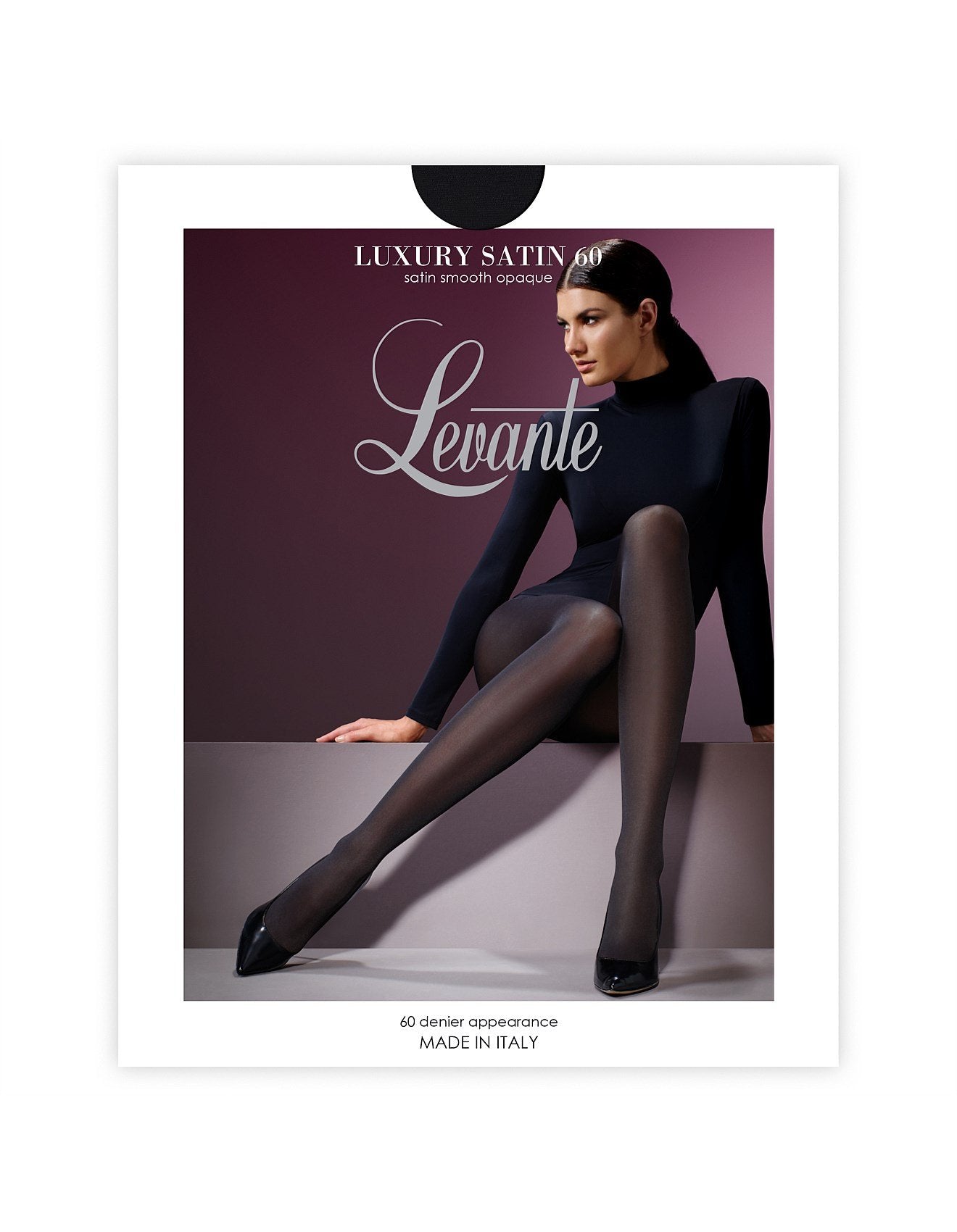 Levante Luxury Satin Opaque LUXSOTI - Pantyhose Nero / Medium  Available at Illusions Lingerie