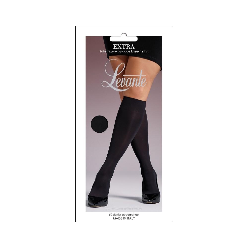 Levante Opaque Knee High Extra OPEKH - Knee Highs Nero / One Size Available at Illusions Lingerie