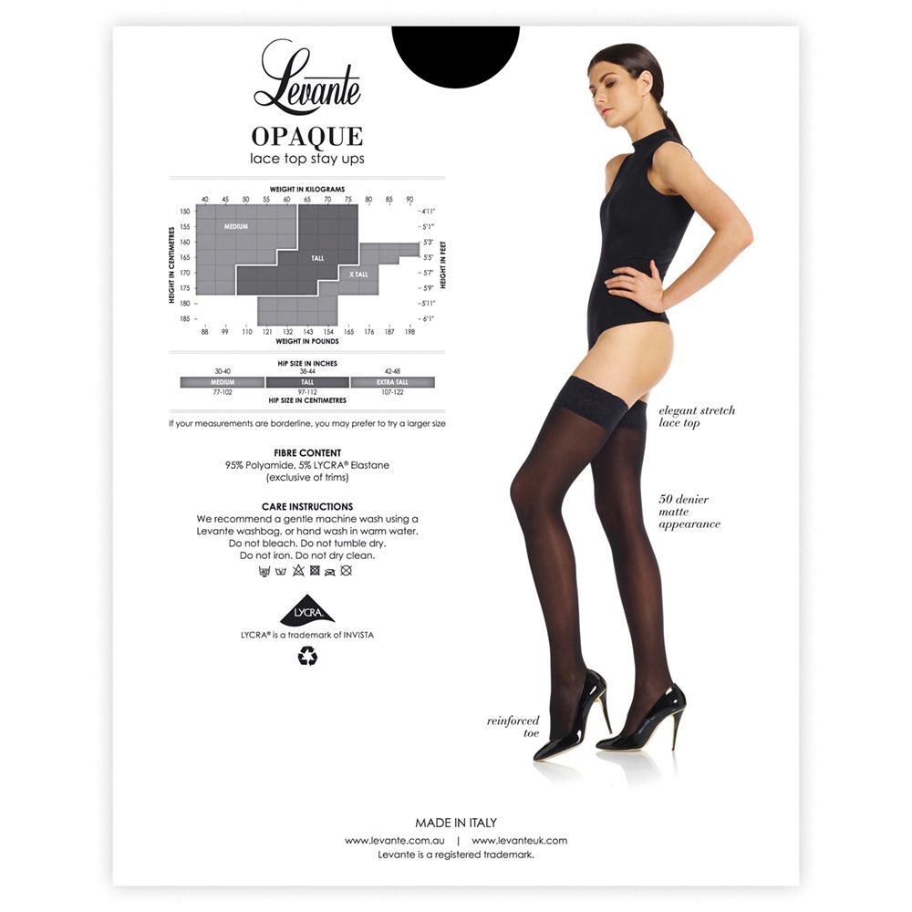 Levante Stockings & Stay-ups Opaque Stay Up Available at Illusions Lingerie