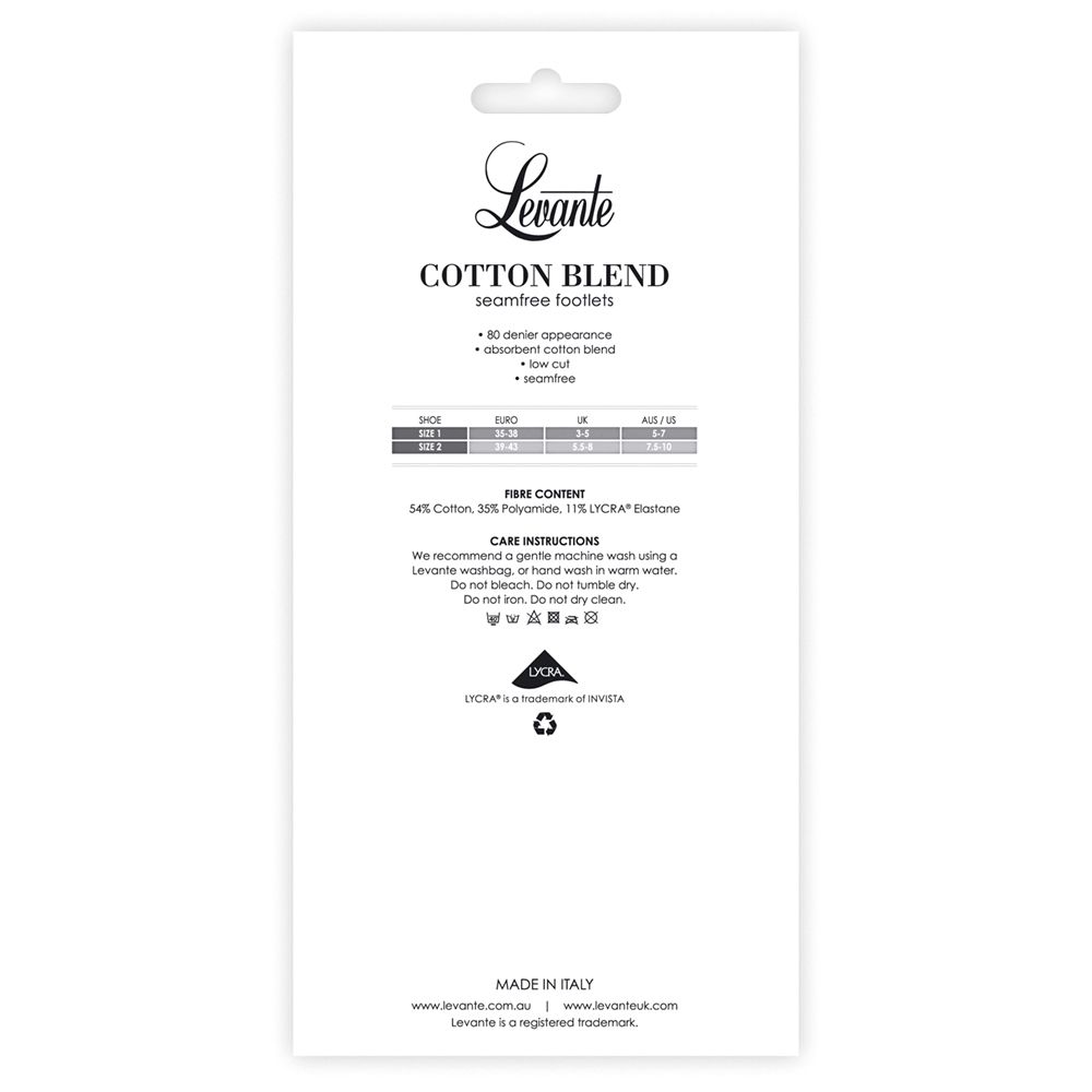 Levante Seam Free Cotton Footlet - Knee Highs Available at Illusions Lingerie