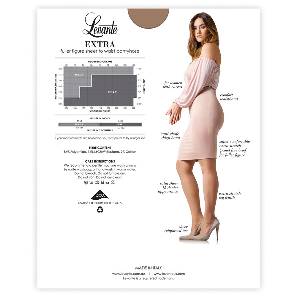 Levante Sheer To Waist Extra - Pantyhose Available at Illusions Lingerie