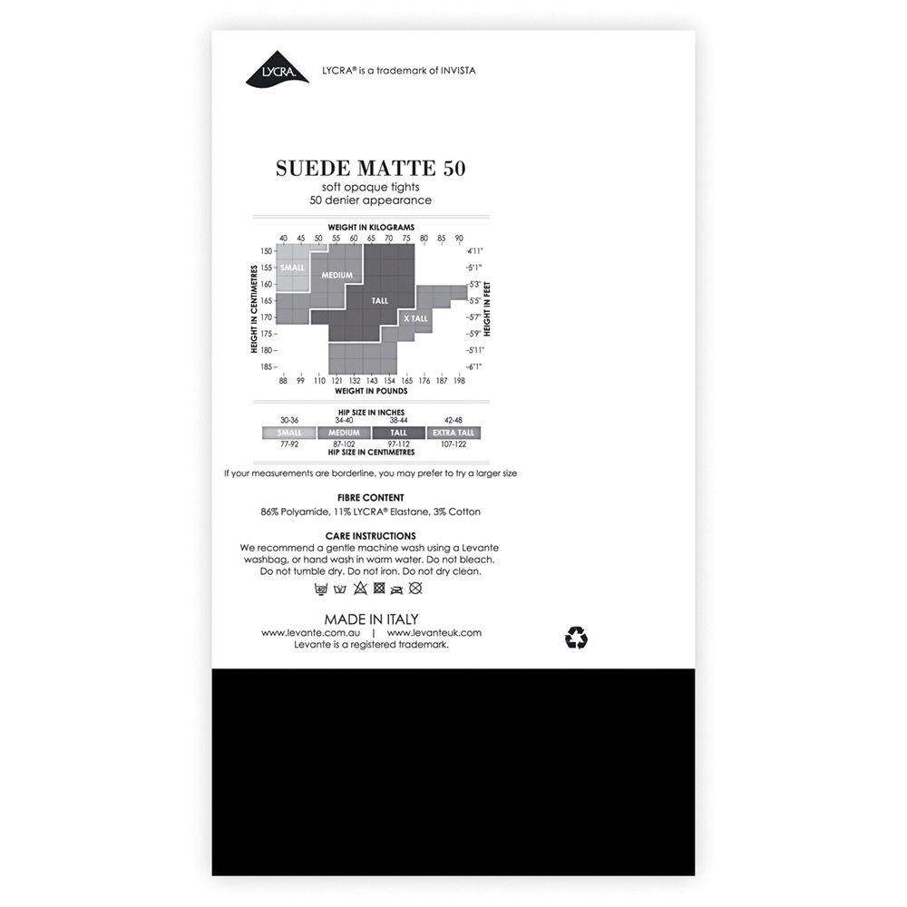 Levante Suede Matte 50 Tight - Pantyhose Available at Illusions Lingerie