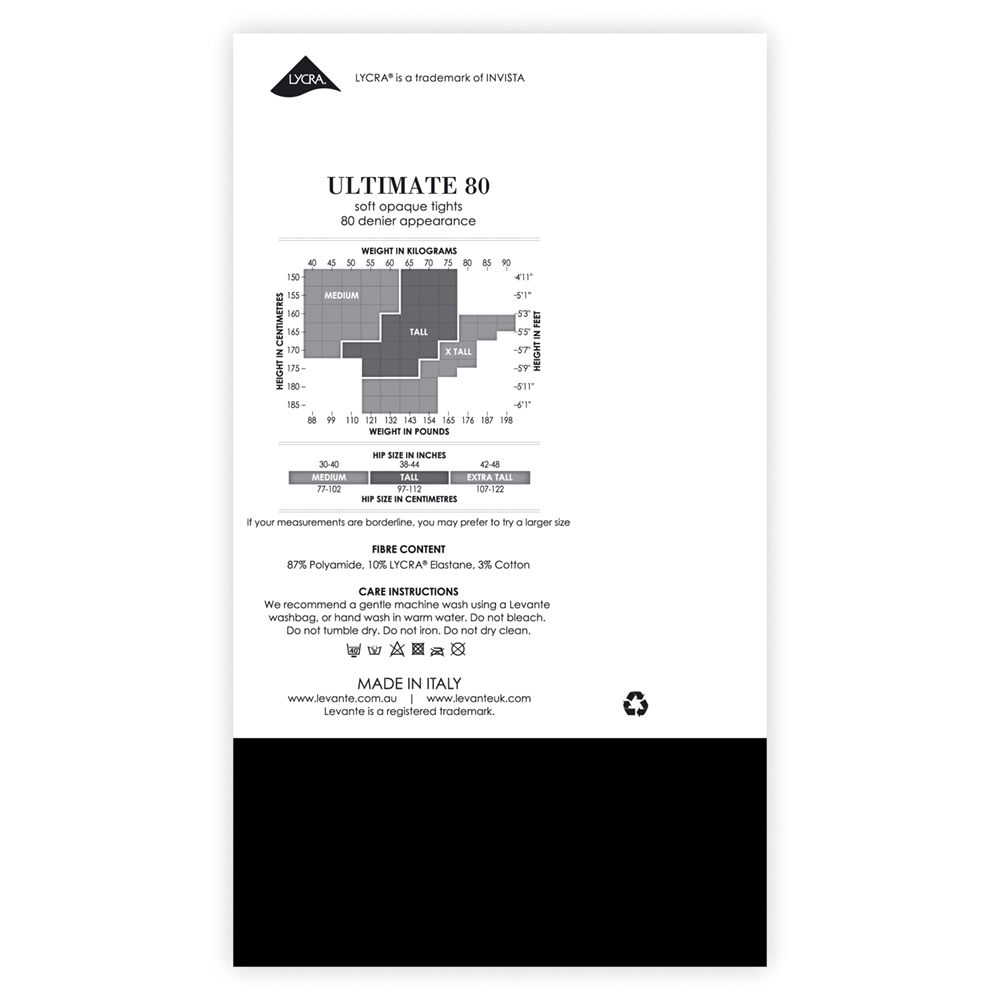 Levante Ultimate 80 Tight - Pantyhose Available at Illusions Lingerie