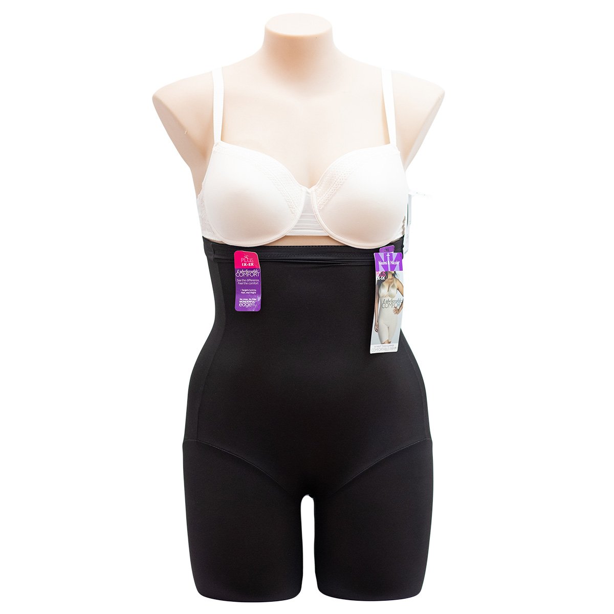 Naomi & Nicole Hi Waist Thigh Slimmer Comfortable Firm 7779 - Shapewear Black / 16 / XL Available at Illusions Lingerie