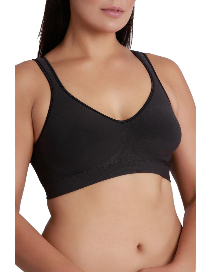 Black Comfort Revolution non-padded wirefree sports bra