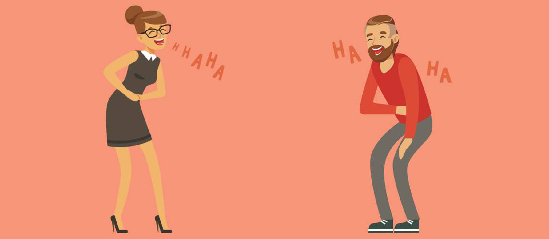 A cartoon illustration of a man and woman laughing together in an article about the top 10 best bra puns