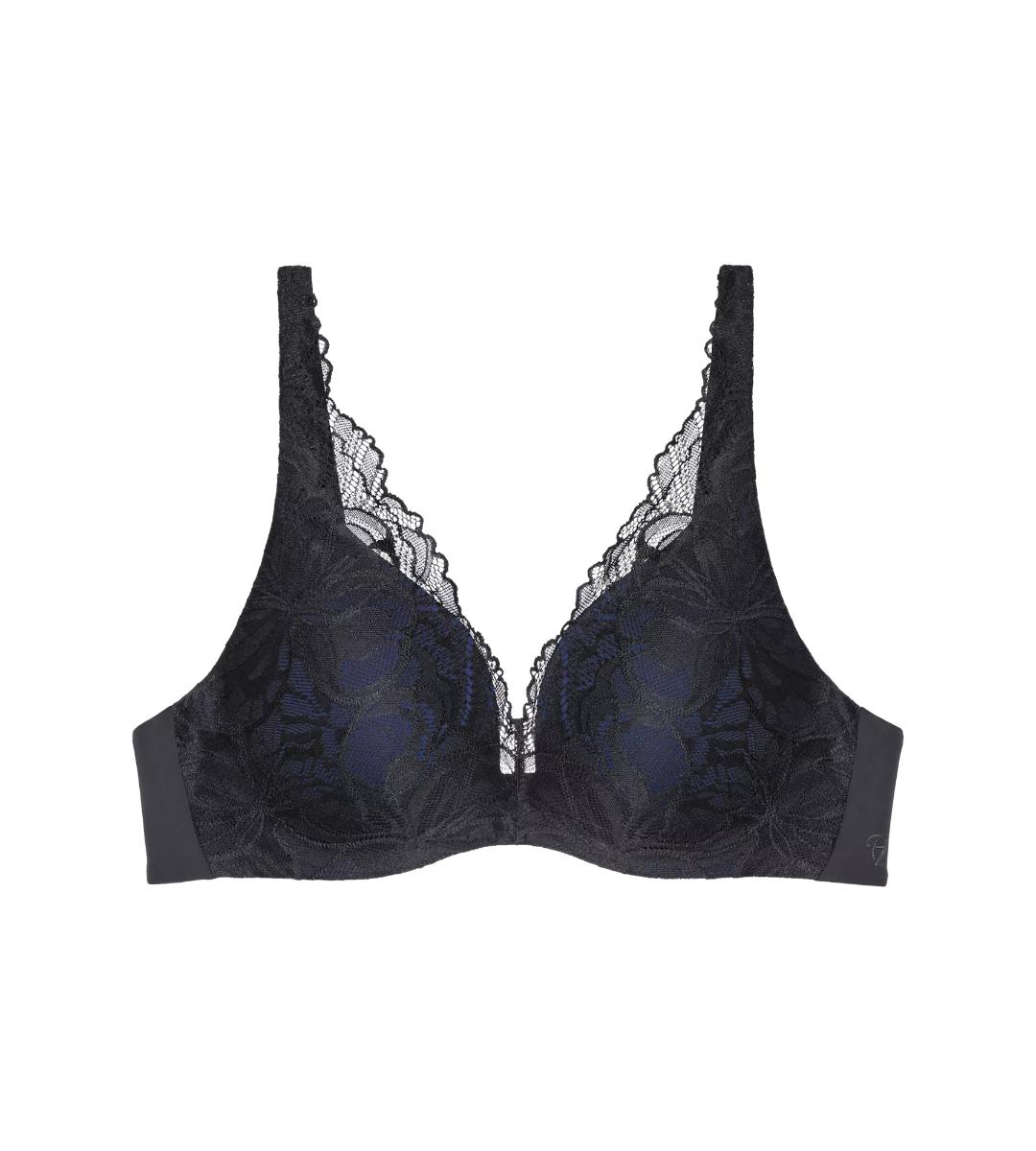 Body Make-Up Illusion Lace black bra with floral patterns