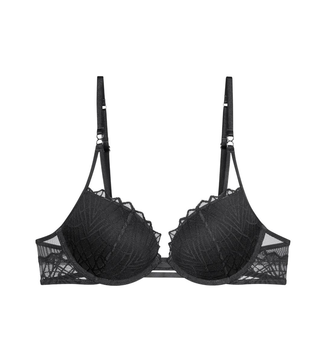 Black lace That Night In Vegas bra with scalloped edges and geometric pattern