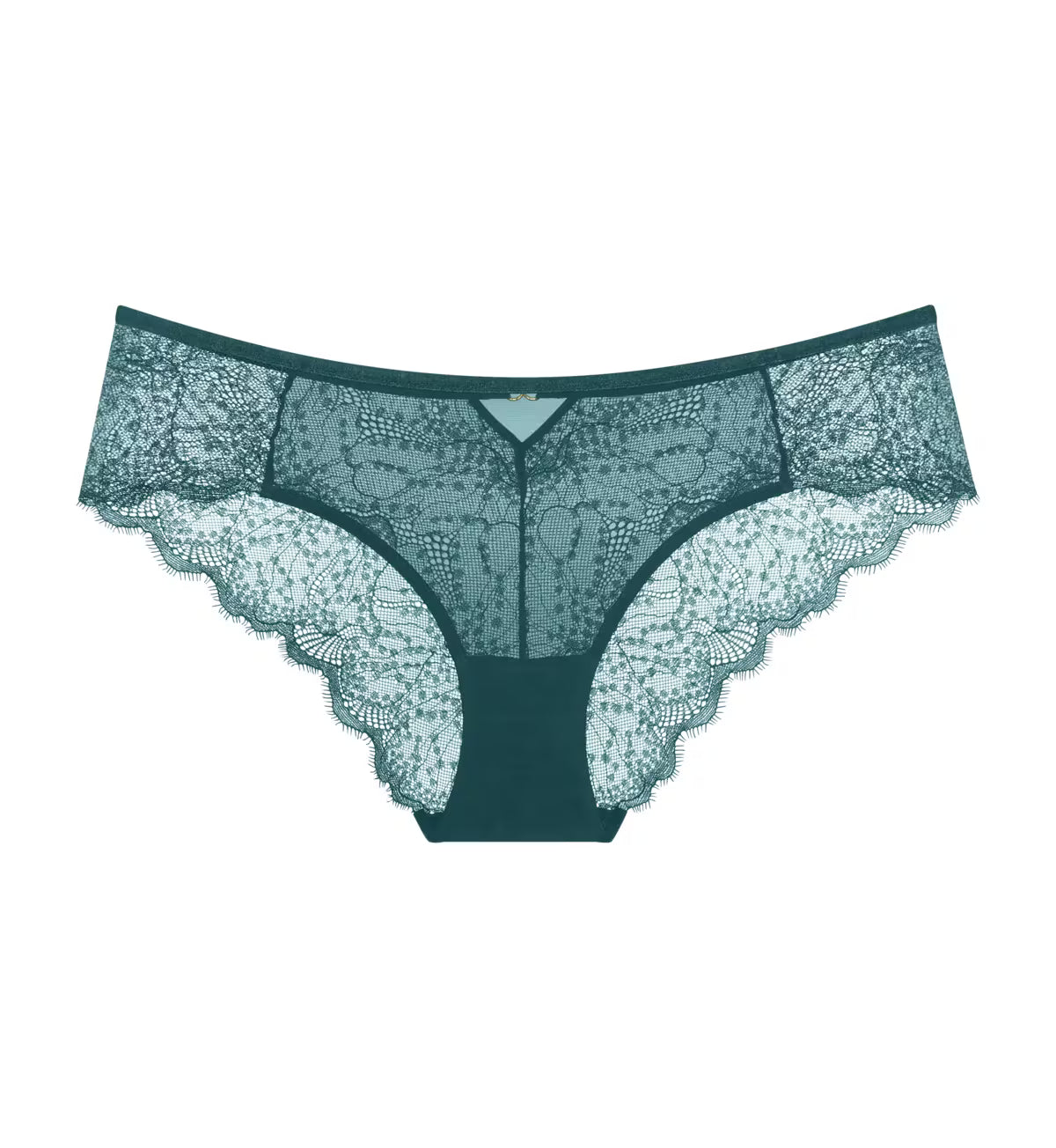 Teal lace Amourette Sparkle Hipster bikini briefs with delicate floral patterns and scalloped edges