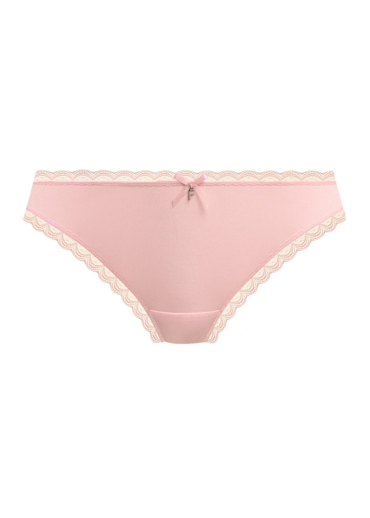 Freya Flirt Brief pink lace-trimmed briefs with center bow