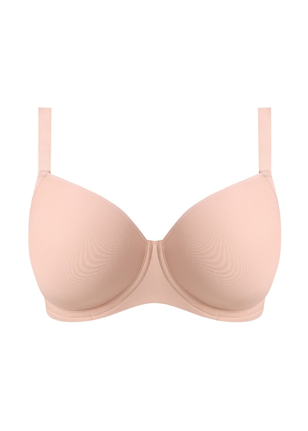 Essentially Smooth Bra: soft peach seamless underwire bra with thin straps