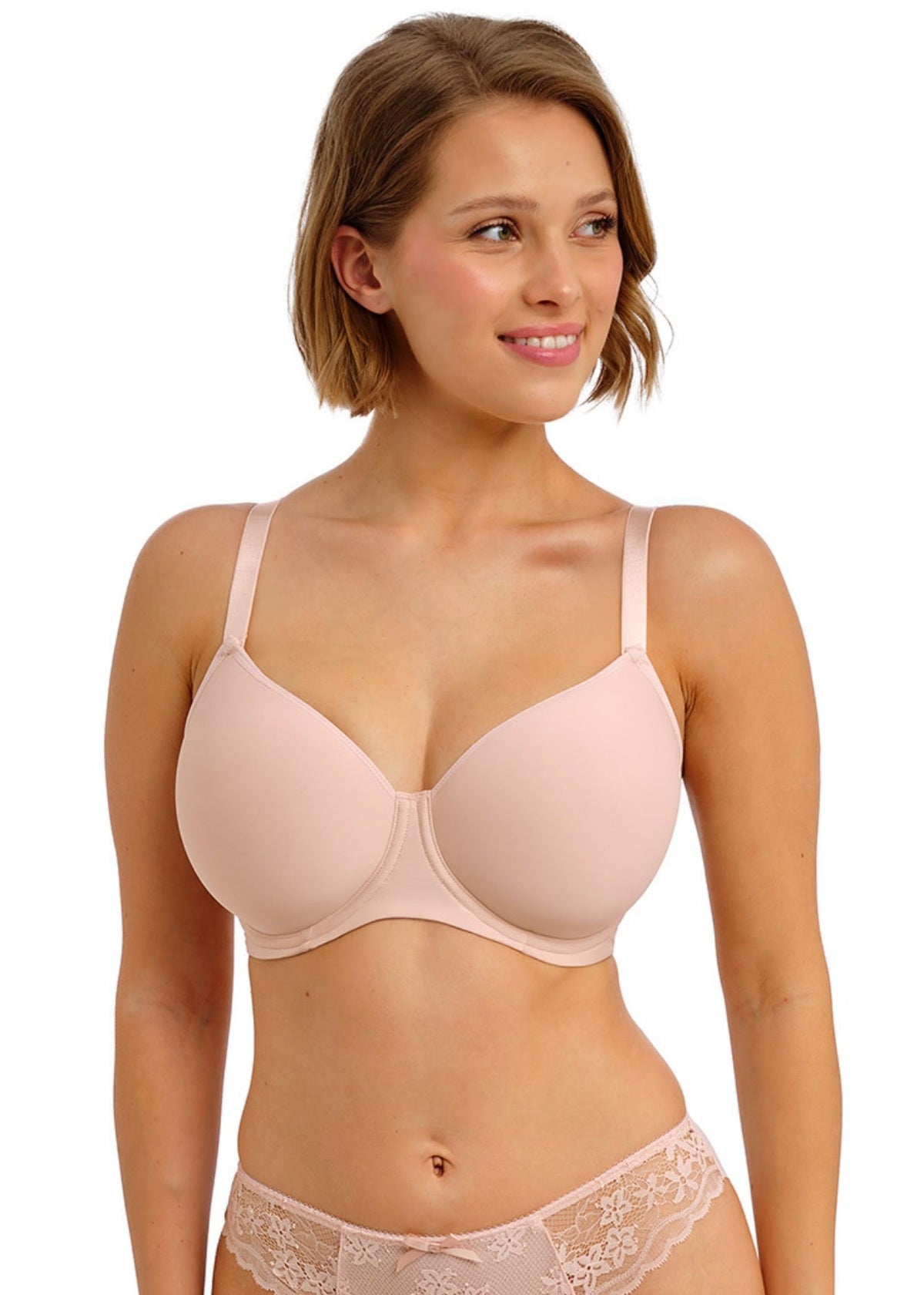 Essentially Smooth Bra: blush pink underwire bra with adjustable straps