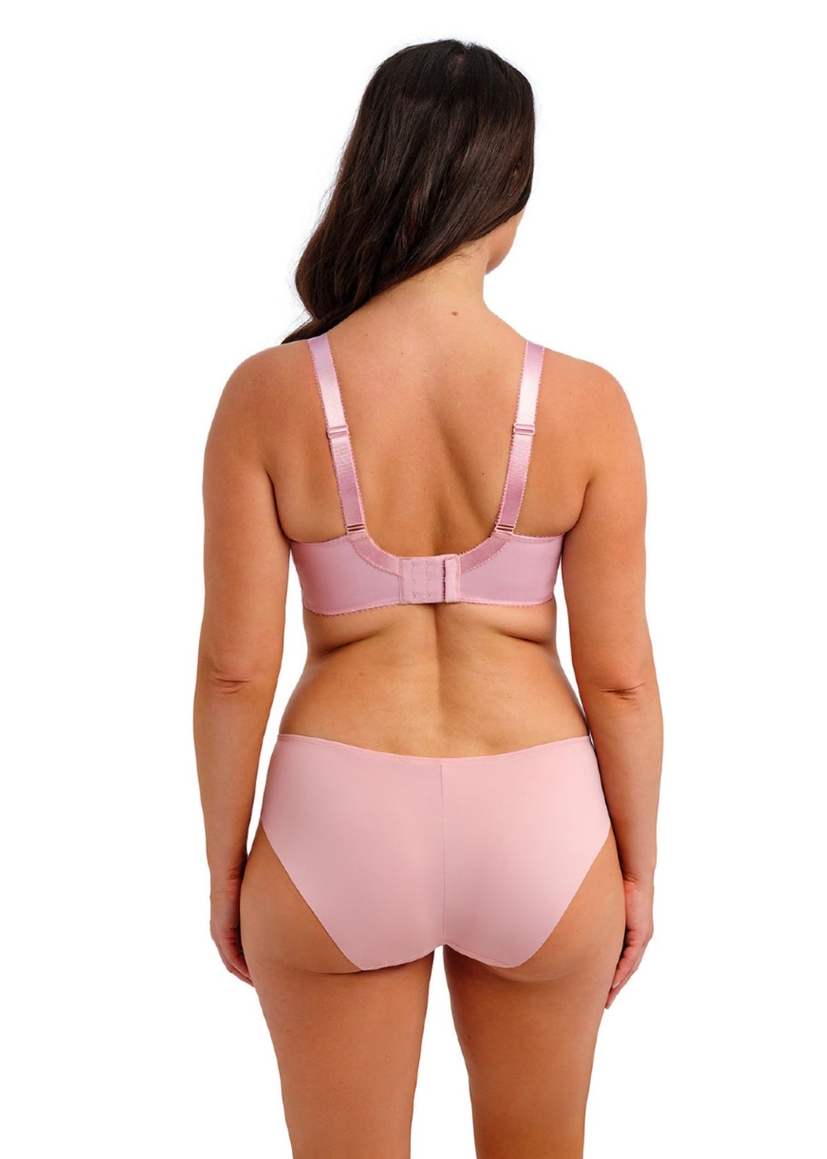 Pink satin emmaline side support bra and matching briefs set designed for comfortable everyday wear