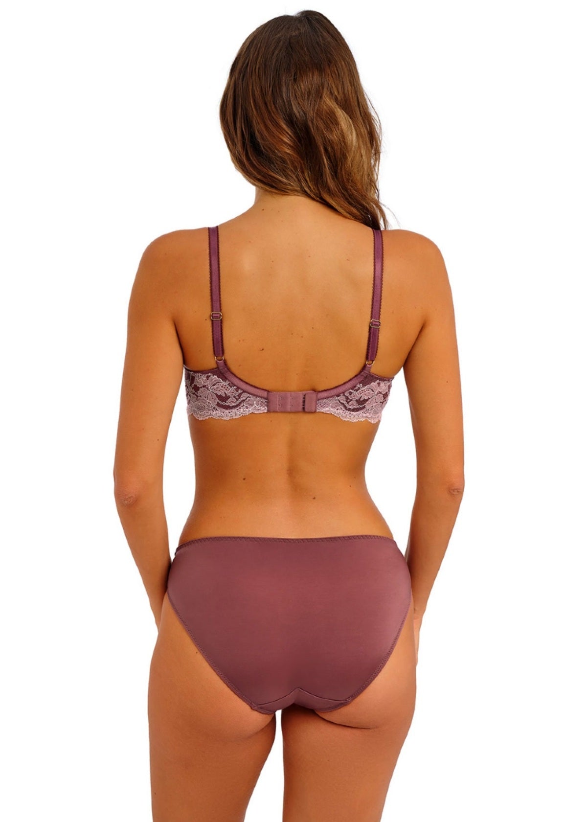 Modern Affair Contour Bra: purple lace satin set with adjustable straps