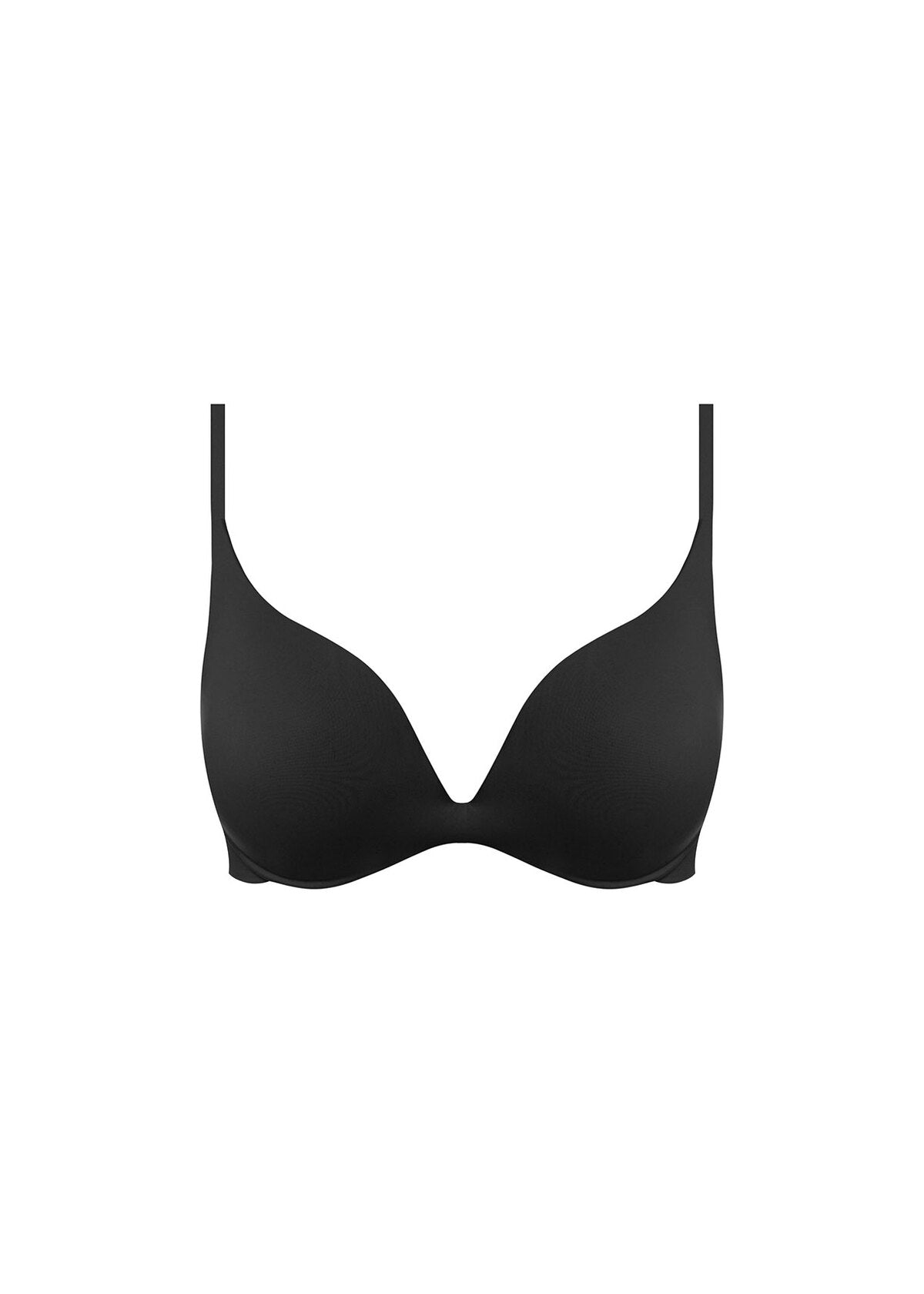 Black seamless underwire push up bra with thin straps designed for comfortable everyday wear