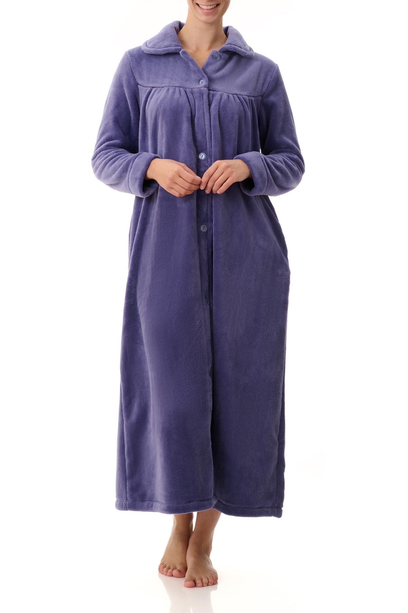 Violet Long Button Dressing Gown