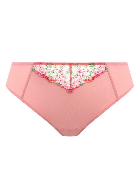 Aerith Rose Brazilian brief: pink floral lace-trimmed back view