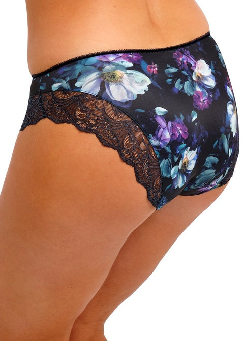 Lucia Brief black floral-patterned briefs with lace trim