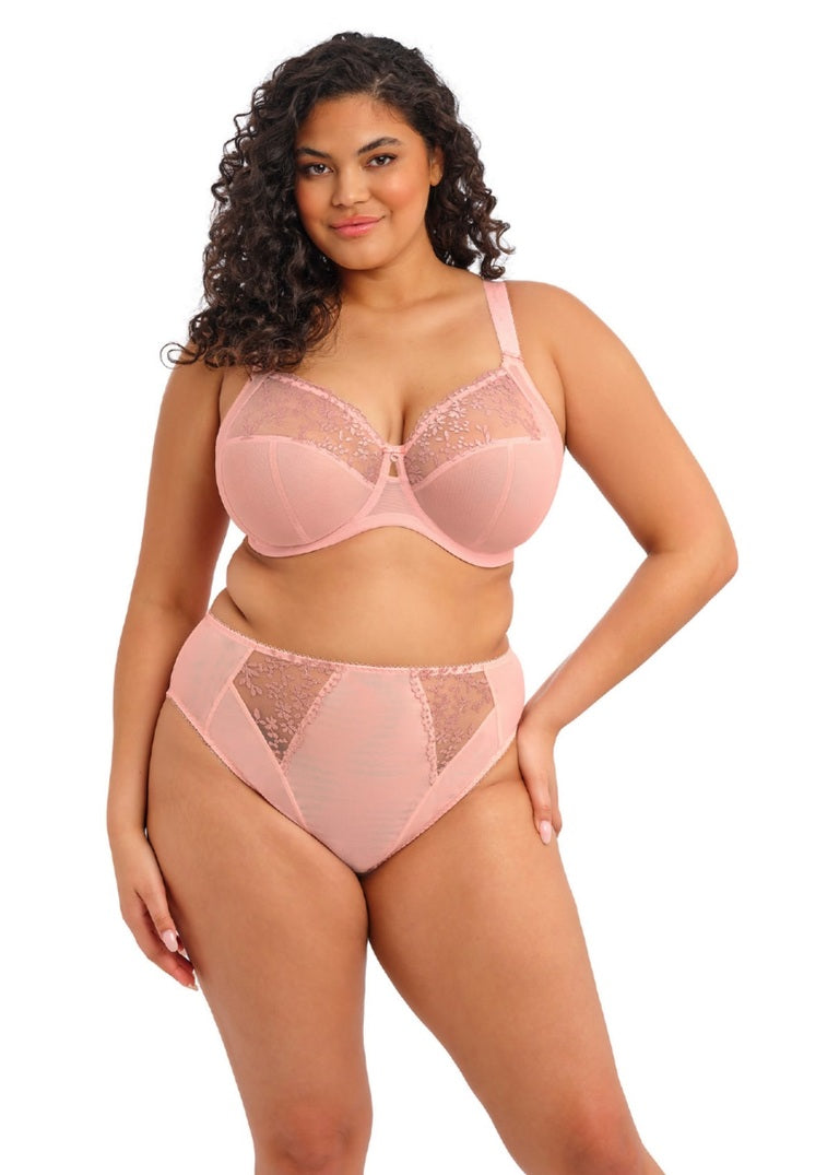 Pink lace and mesh bra set with delicate floral detailing from zarla uw bra collection
