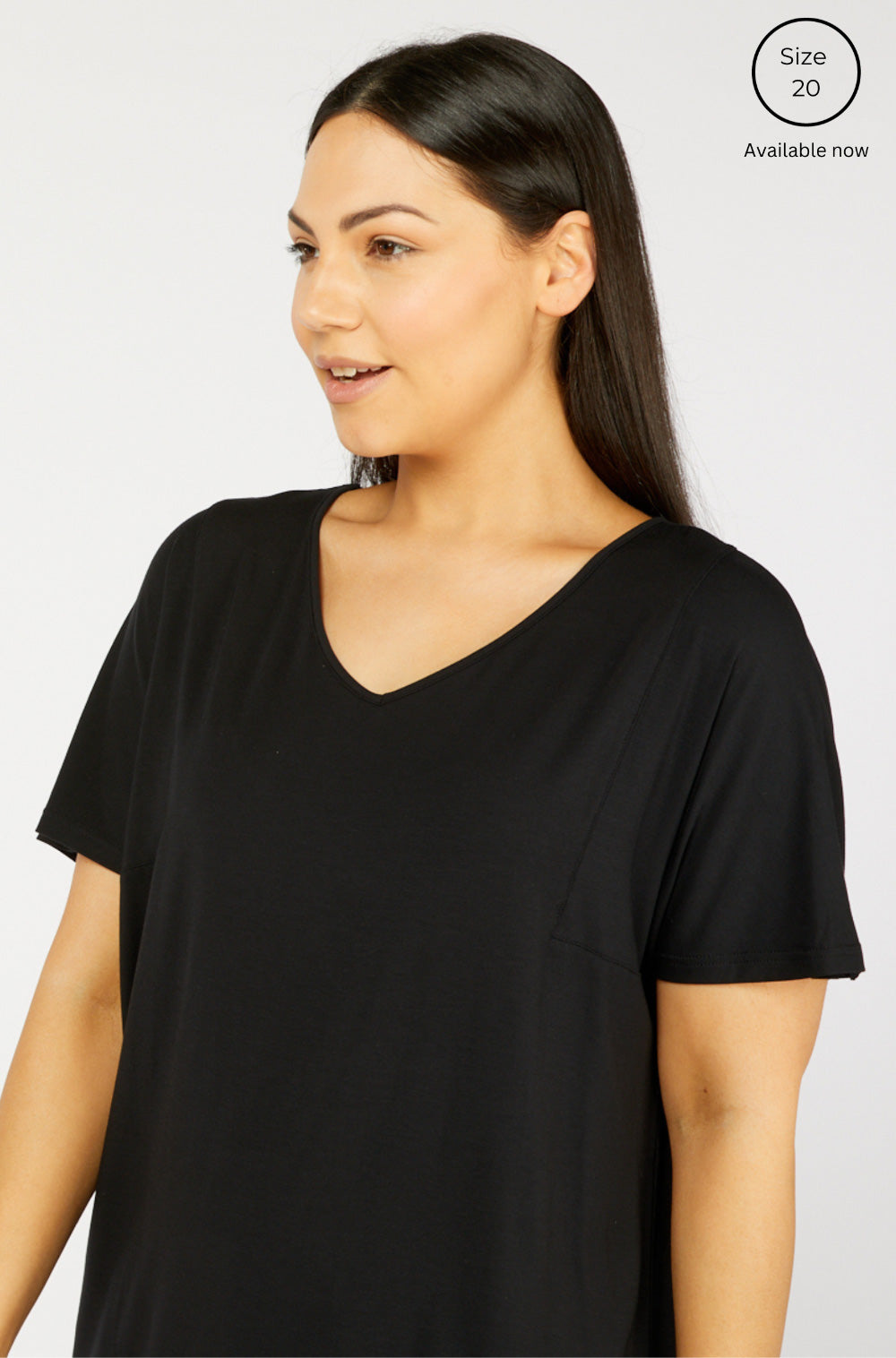 Black v-neck short-sleeved Ivy Swing Tee top