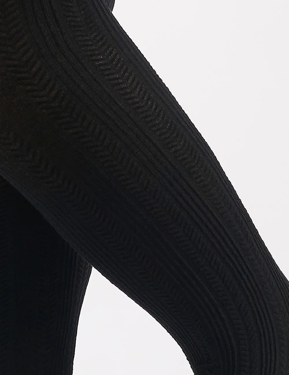 Black Fine Cable Tight ribbed knit leggings with cable-knit pattern