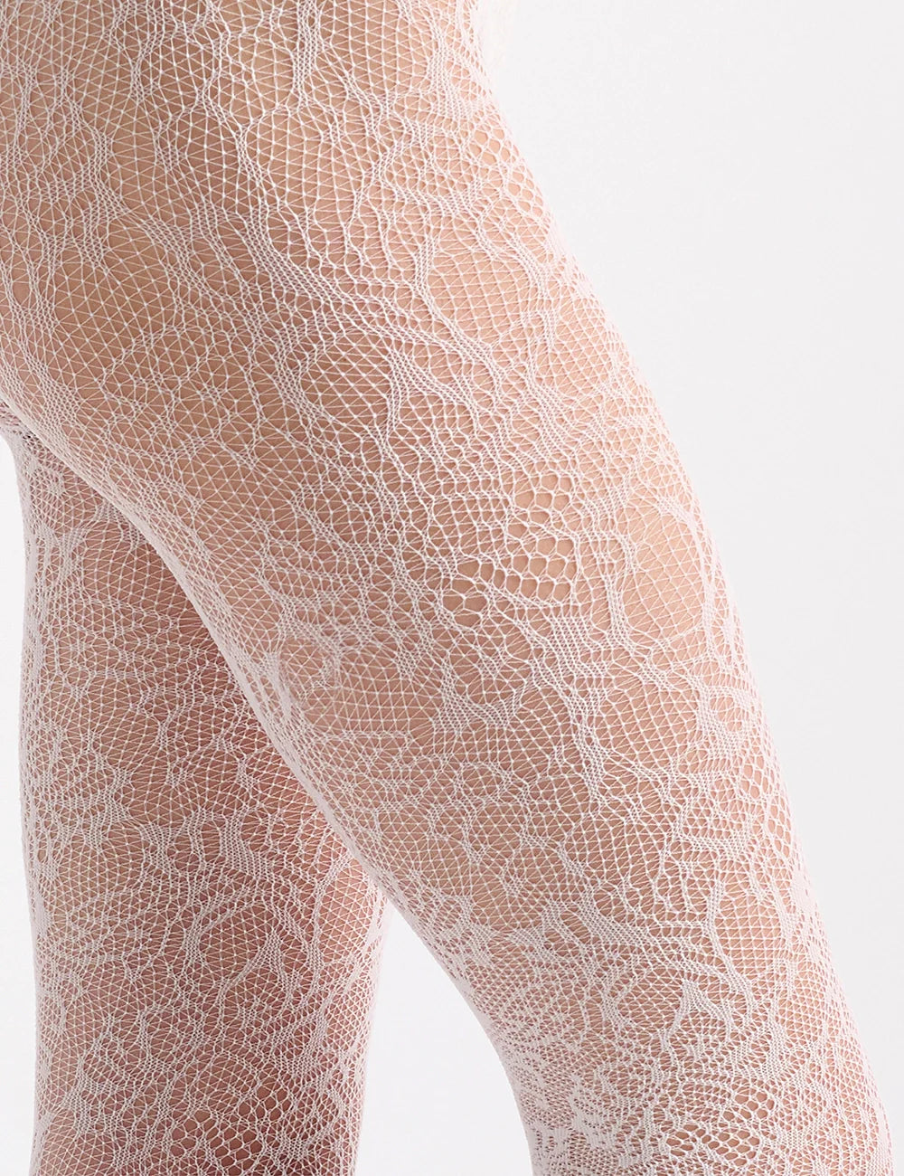 Lace Illusion Tight: delicate off-white lace tights with flowing floral pattern
