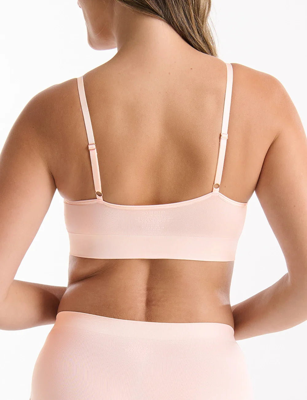 Bondi Bare Longline soft blush pink seamless bra with adjustable straps
