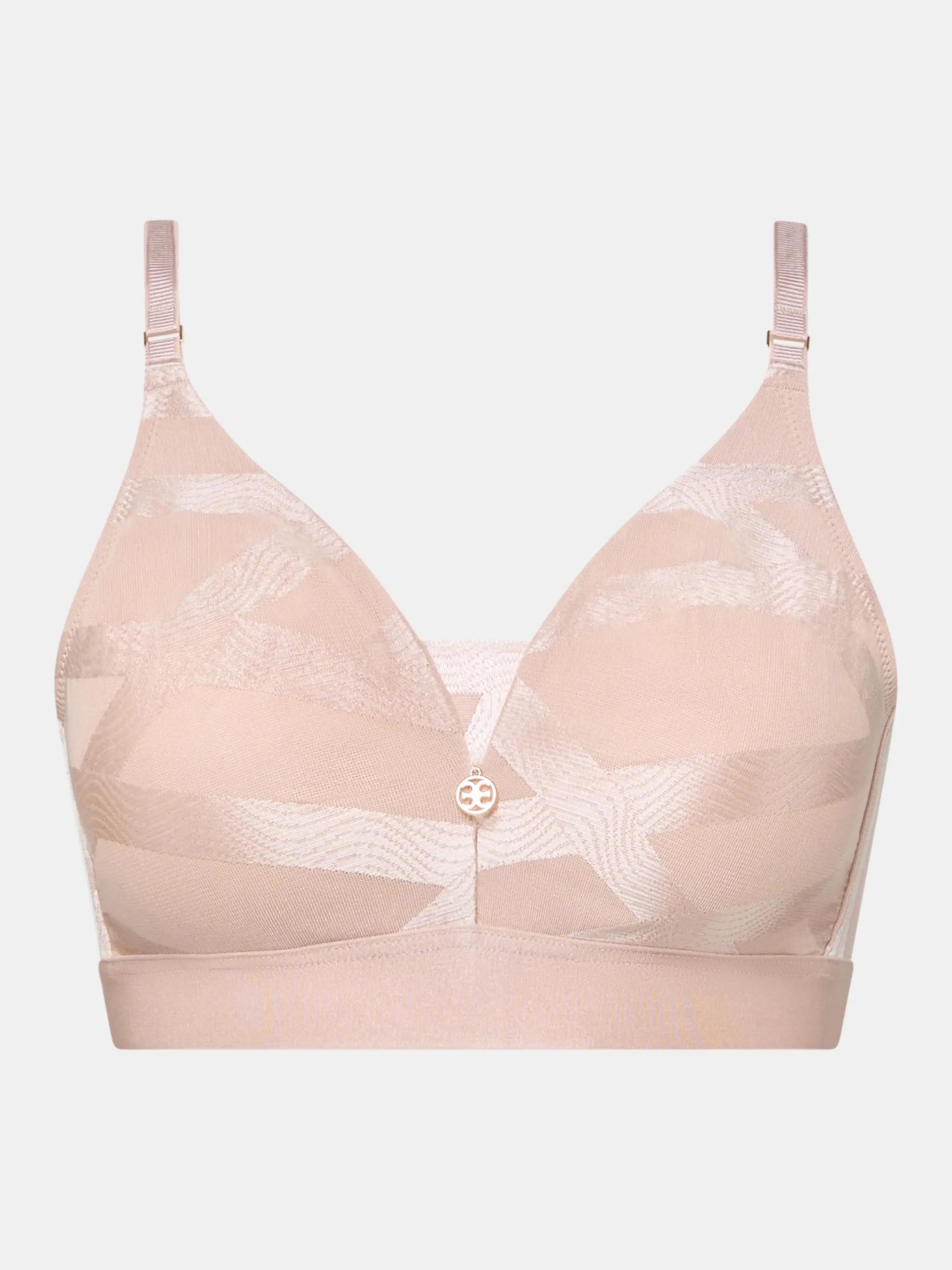 Glaze Non-Wired Bra in blush pink with geometric pattern