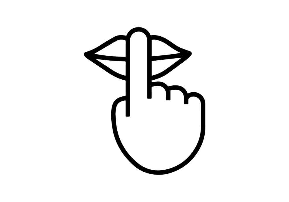 Finger on lips discreet icon
