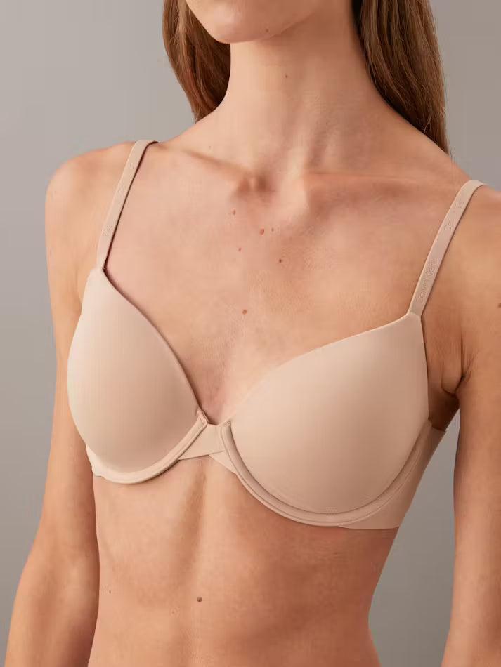 Beige perfectly fit lightly lined full coverage bra with underwire thin straps and smooth seamless design