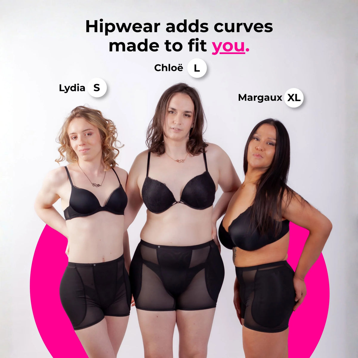 Black sheer FEMME Curves hipwear shorts with structured form-fitting design for stylish breathable wear