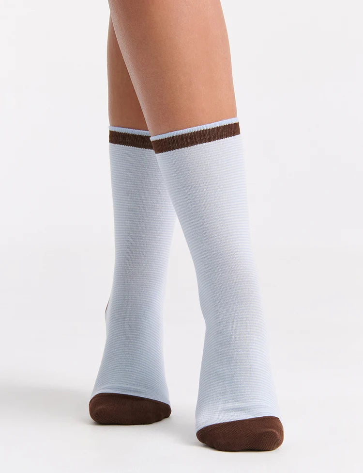 Lina Fine Stripe Crew Sock