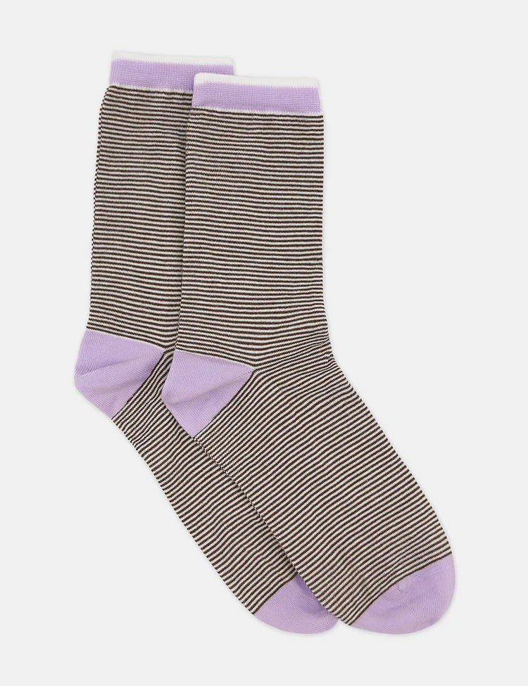 Lina Fine Stripe Crew Sock