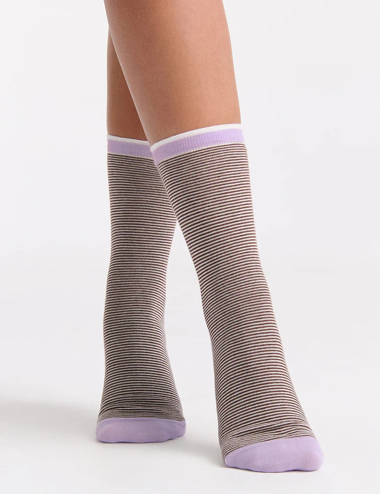 Lina Fine Stripe Crew Sock