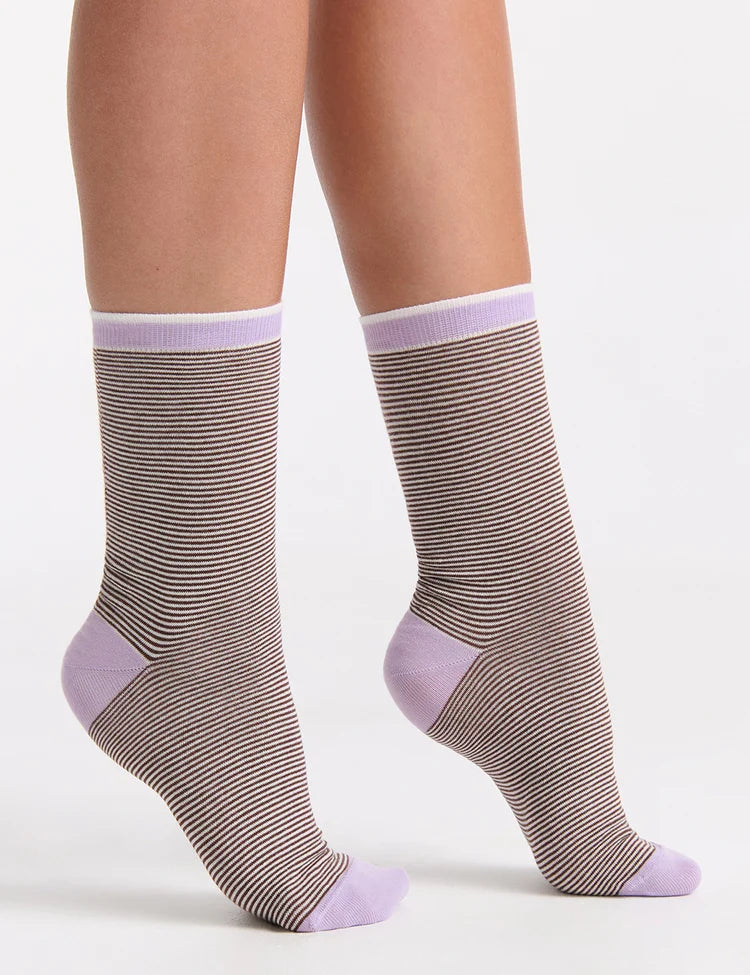 Lina Fine Stripe Crew Sock
