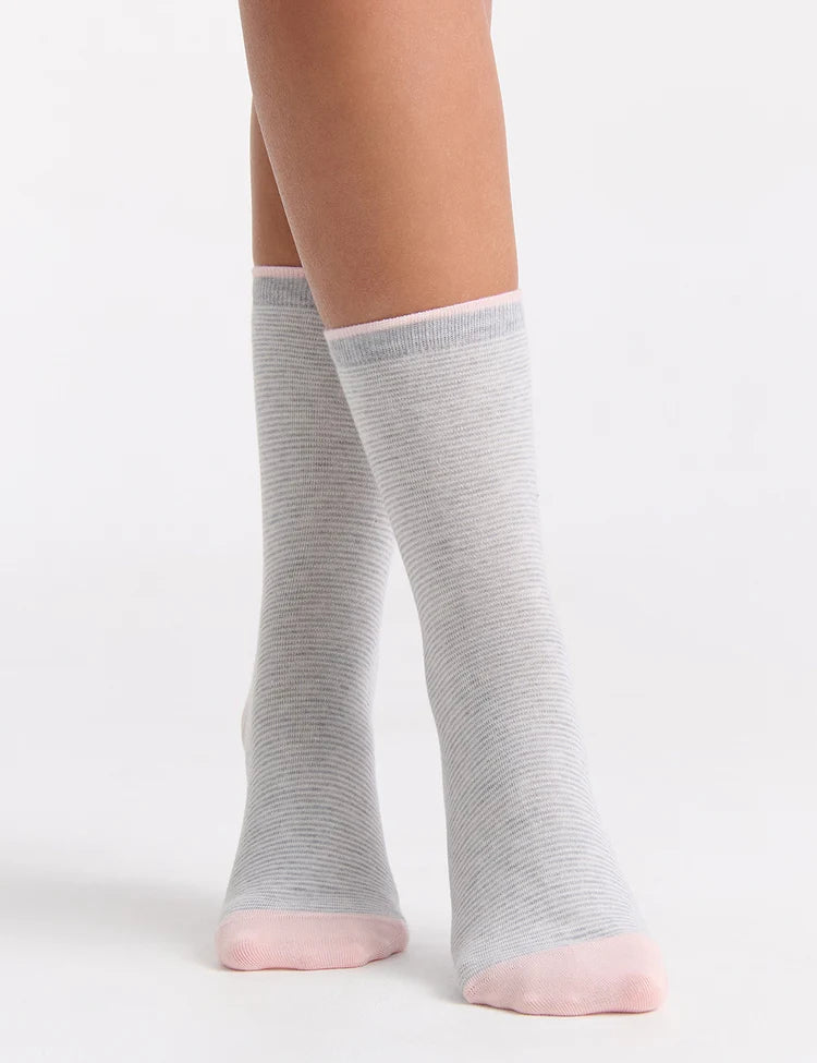 Lina Fine Stripe Crew Sock