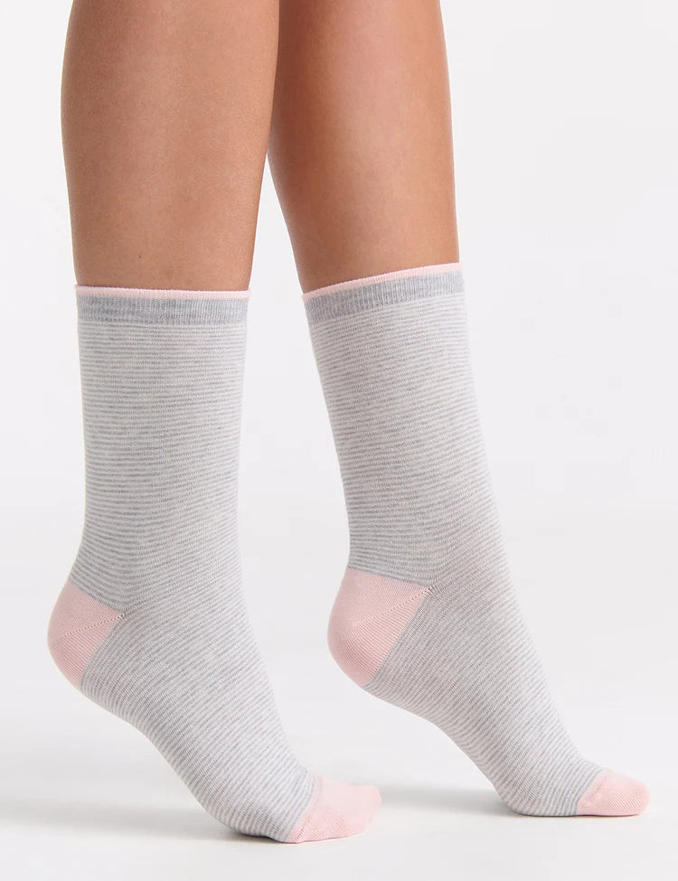 Lina Fine Stripe Crew Sock