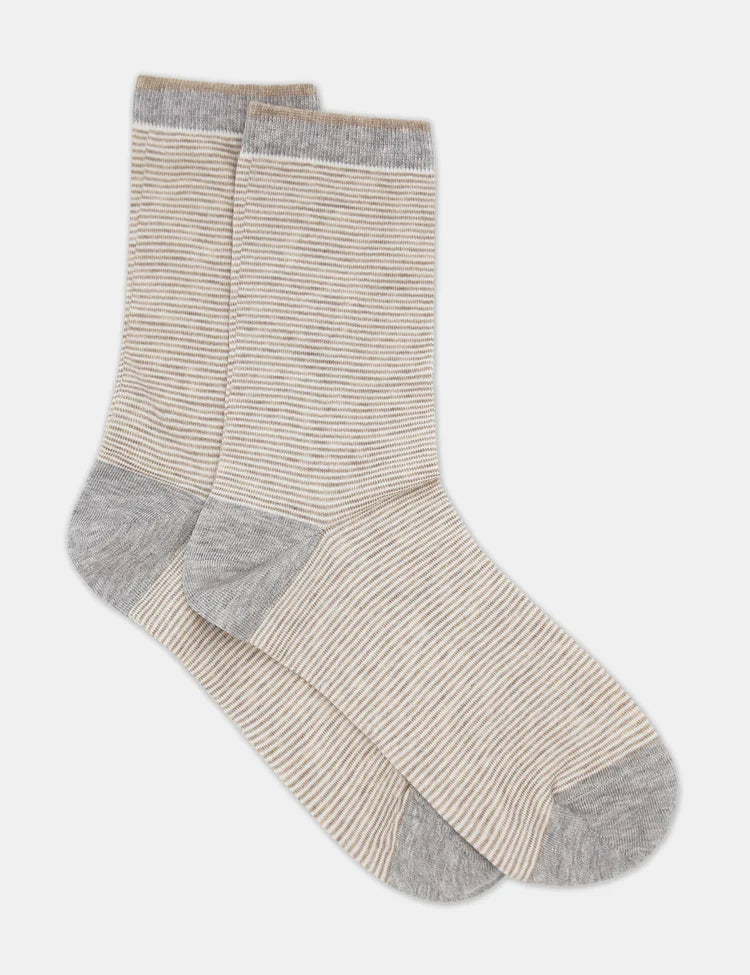 Lina Fine Stripe Crew Sock