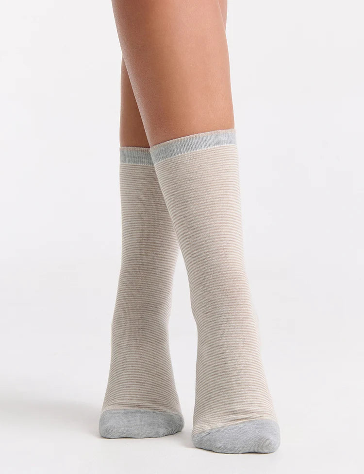 Lina Fine Stripe Crew Sock