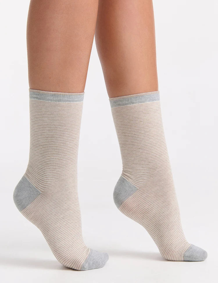 Lina Fine Stripe Crew Sock