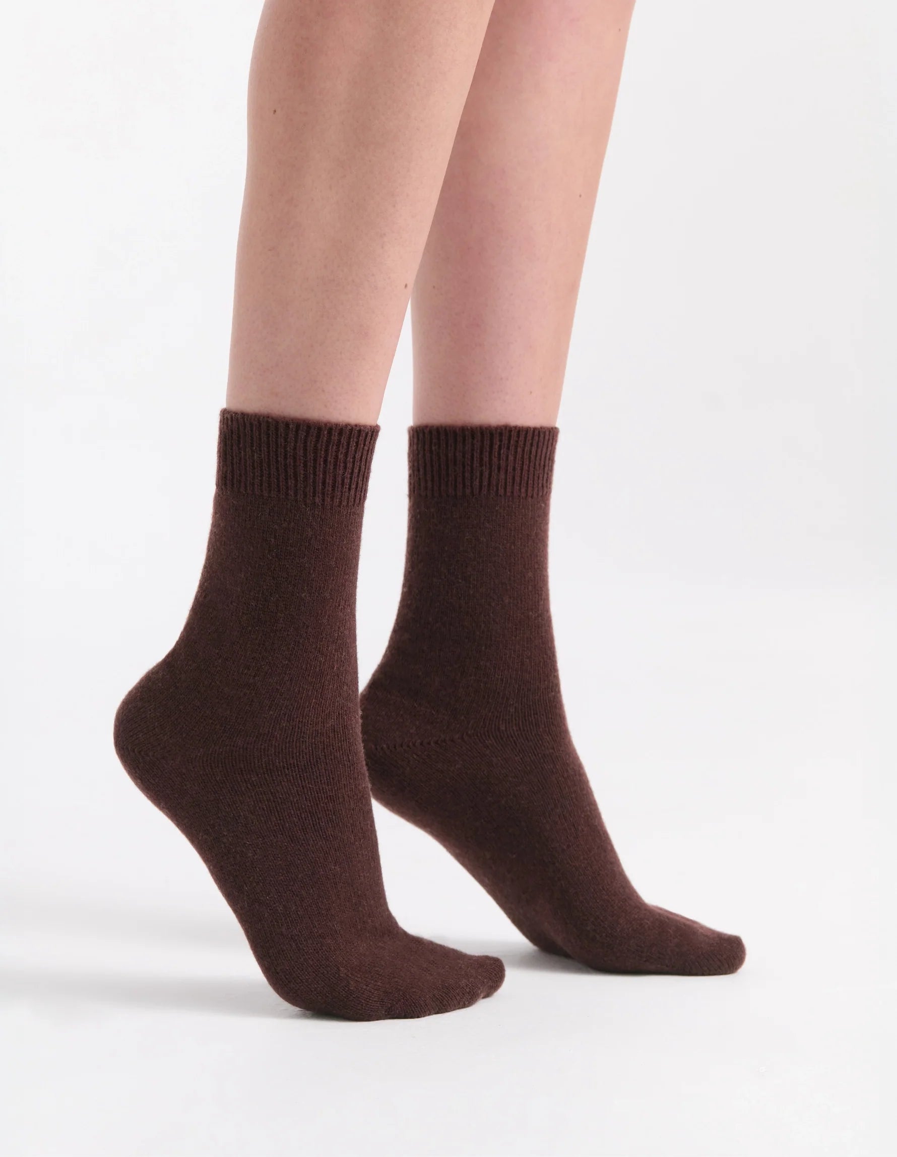 Brown knit ankle pina crew sock with ribbed cuff made from soft breathable material for everyday wear
