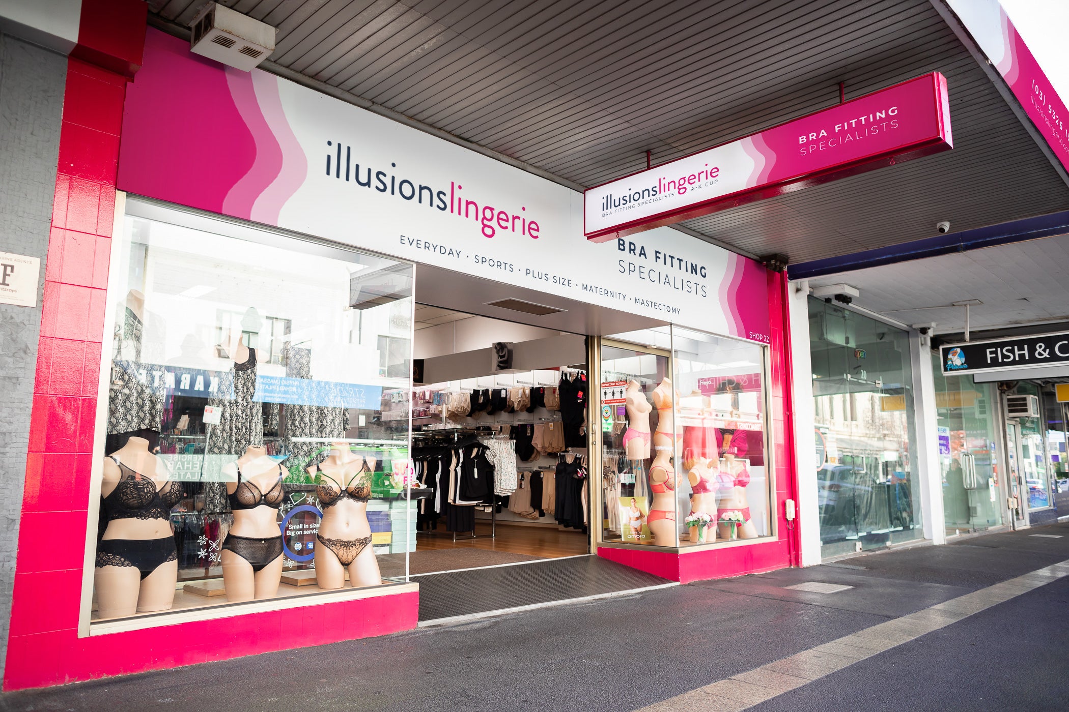 Exterior of Illusions Lingerie, a Melbourne lingerie store