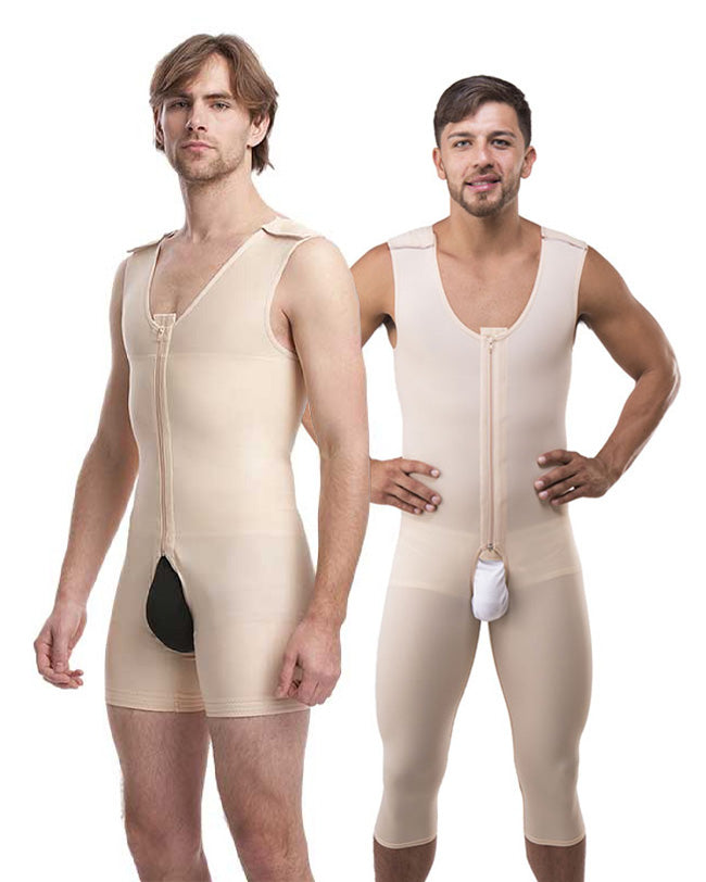 Two men in compression body suits
