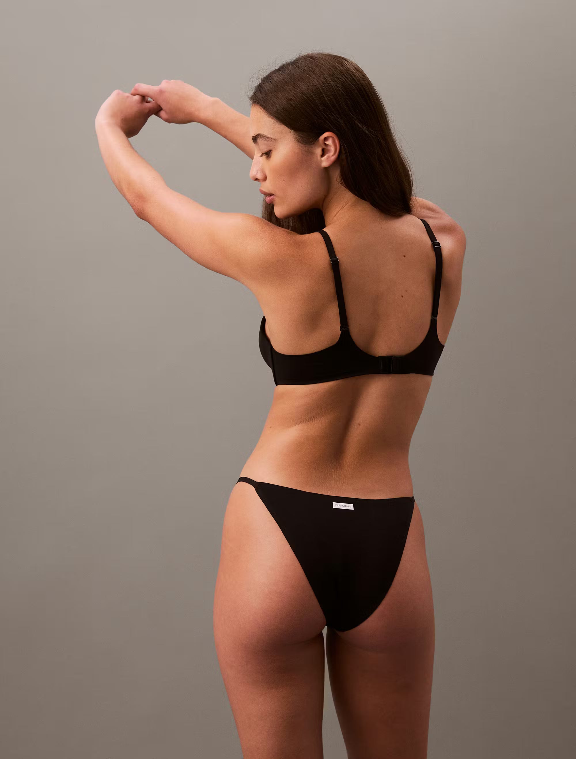 Black seamless wirefree t-shirt bra and thong set designed for comfort and a perfect fit